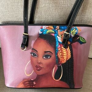 African Fashion Queen Painted Face Purse Tote